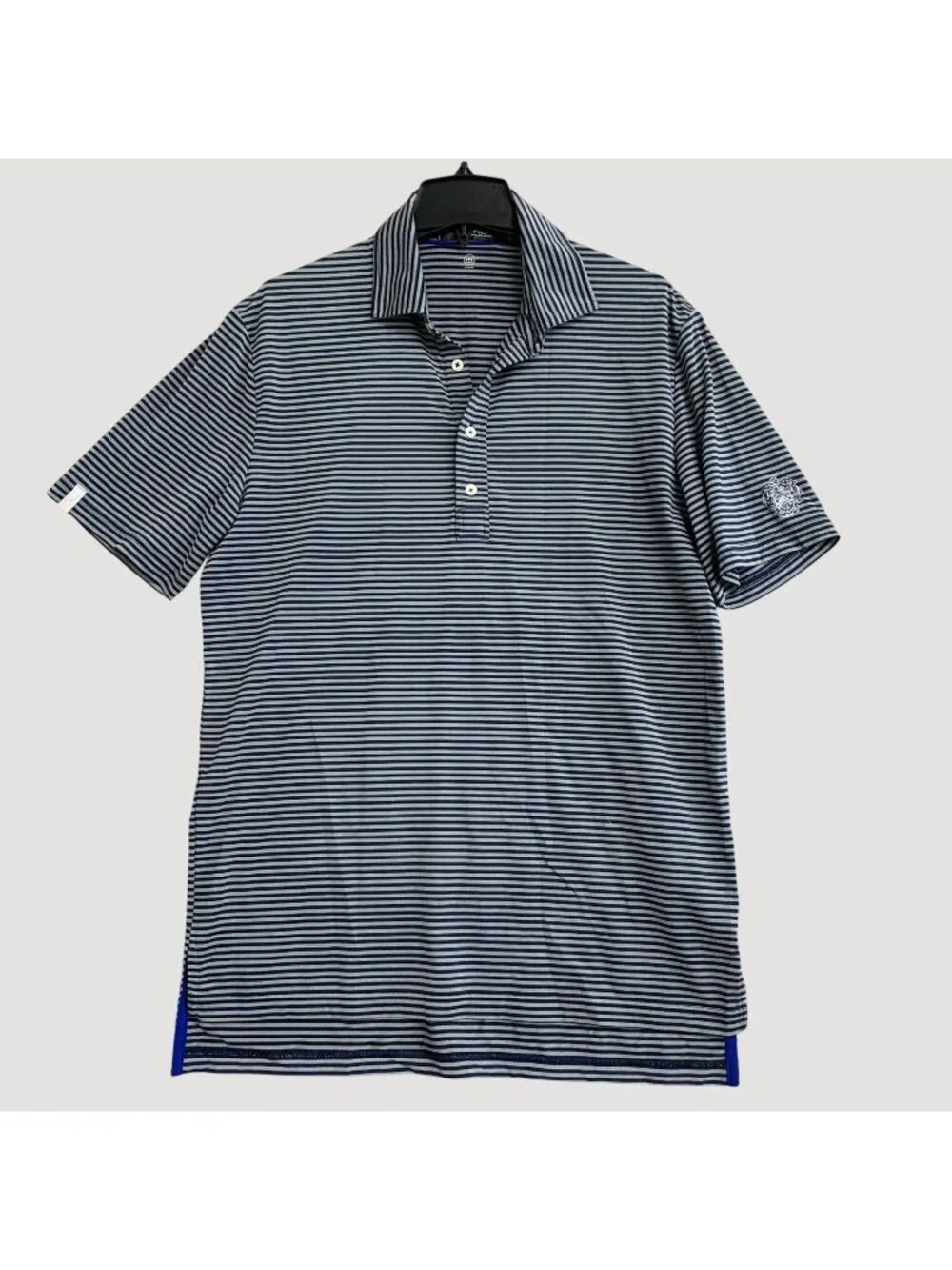 RLX Ralph Lauren Men's M Blue Striped Polo Shirt Wicking Performance P0472